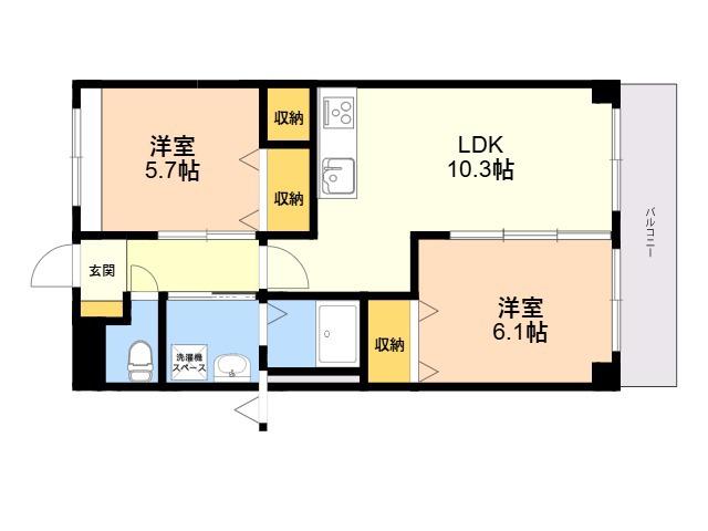 リバーサイド御笠(2LDK/2階)の間取り写真
