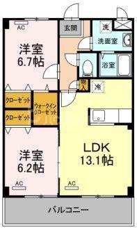 サンモールスクエア(2LDK/3階)の間取り写真