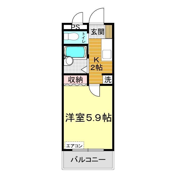 ヴィラ・ルミエールNO.1(1K/2階)の間取り写真