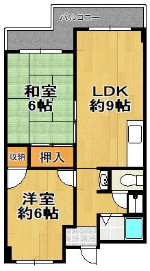 栄平尾マンション(2LDK/2階)の間取り写真