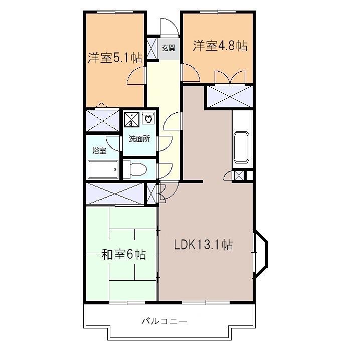 エスポアール高森(3LDK/1階)の間取り写真
