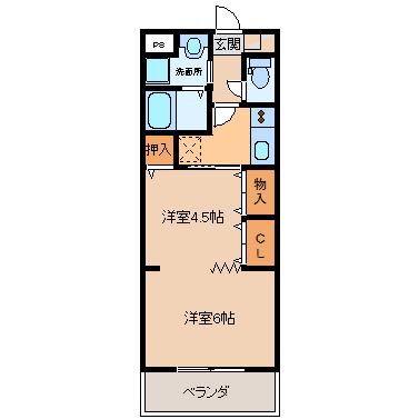 アーバンブレーム新川(2K/4階)の間取り写真