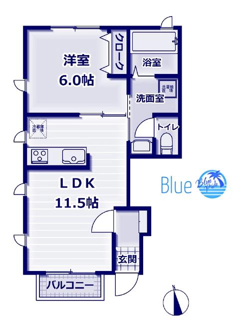 デザインメゾン高倉(1LDK/1階)の間取り写真