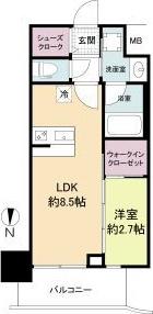 セレニテ江坂グランデ(1LDK/4階)の間取り写真