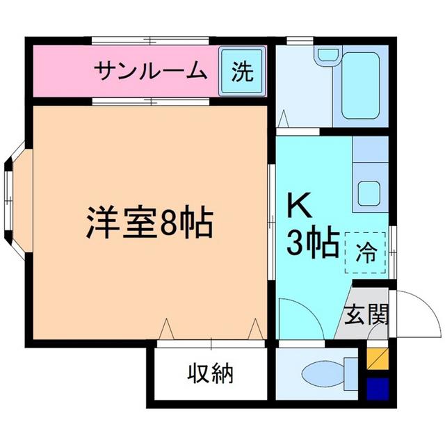 ファミール93 A棟(1K/2階)の間取り写真