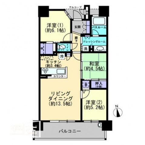 サーパス昭和町一丁目(3LDK/4階)の間取り写真