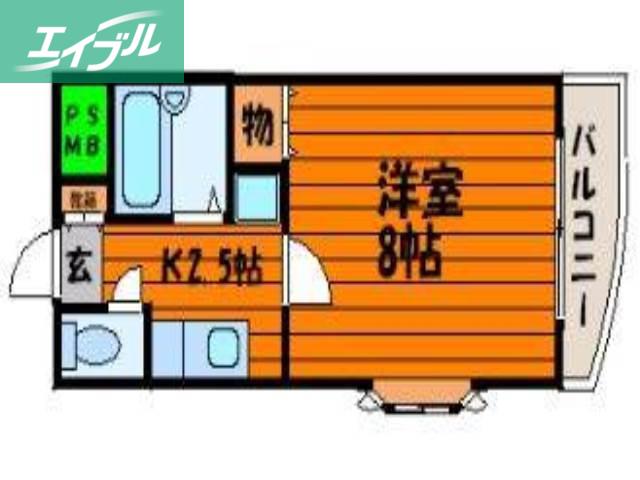 クレセール下伊福(1K/2階)の間取り写真