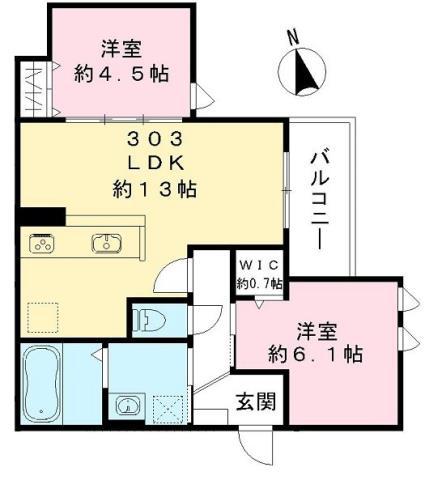 エスポアレジデンス(2LDK/3階)の間取り写真