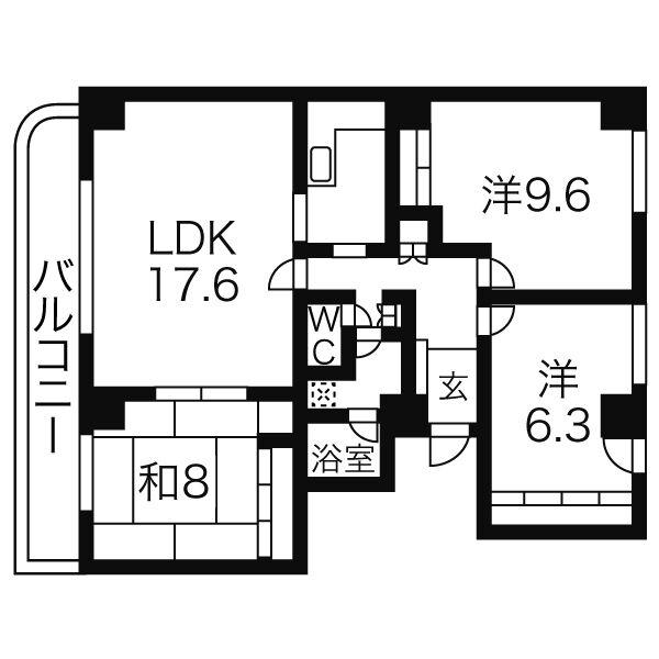 ビッグウイン915(3LDK/3階)の間取り写真