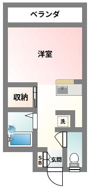 カーサフェリーニ(1K/6階)の間取り写真