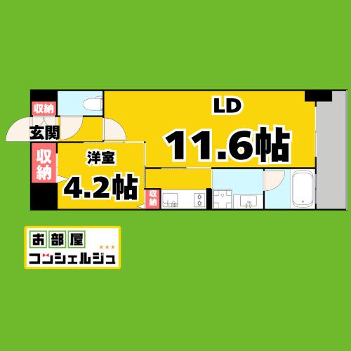 ALATO白壁(1LDK/2階)の間取り写真
