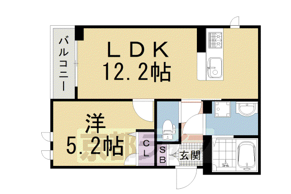 シャーメゾンちきりや壬生(1LDK/2階)の間取り写真