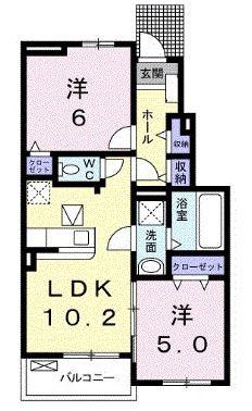 キャトルレーヴ(2LDK/1階)の間取り写真