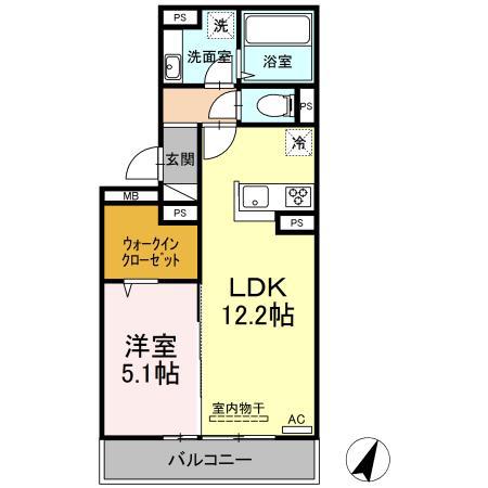 WITH PET紺屋(1LDK/2階)の間取り写真