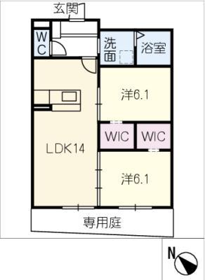 朝日テラス(2LDK/1階)の間取り写真