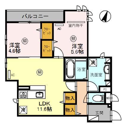 ヴィア・ラッテア(2LDK/3階)の間取り写真