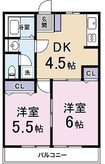 ファミールJ(2DK/1階)の間取り写真