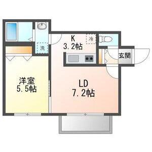 エバーグリーン(1LDK/2階)の間取り写真
