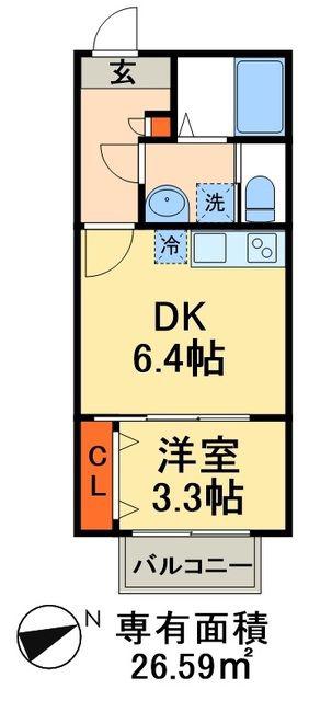 リロアン新松戸(1DK/1階)の間取り写真
