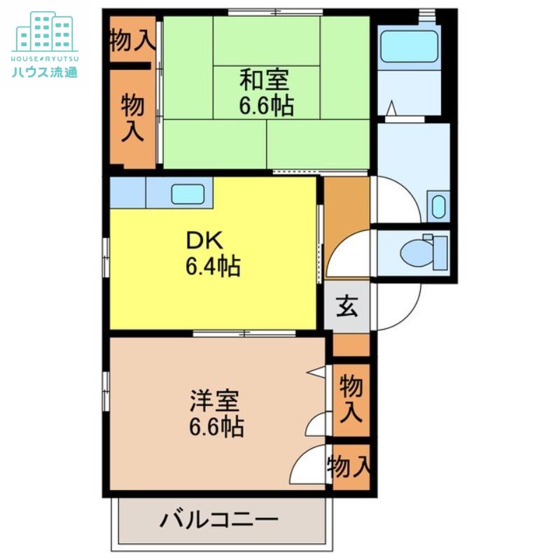 ヴィラ清泉C棟(2DK/2階)の間取り写真