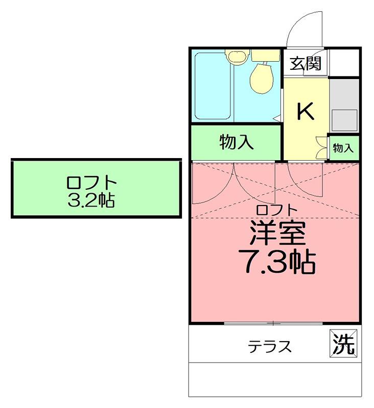 ゼフィランサス大磯(1K/1階)の間取り写真
