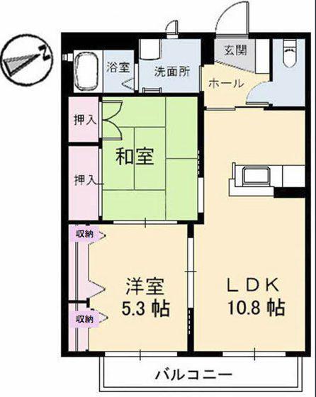 サニーハイツ岩原(2LDK/1階)の間取り写真