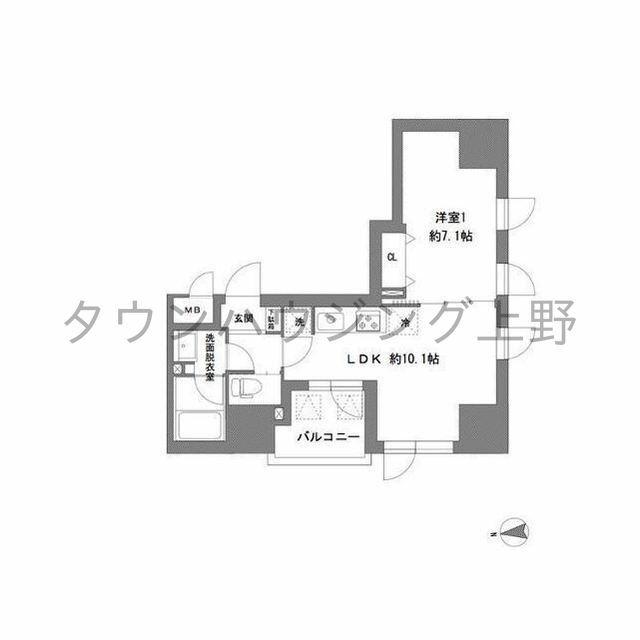 ラ・ヴィータ東上野(1LDK/6階)の間取り写真