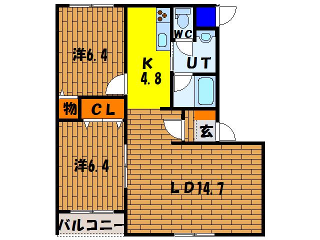ピュアライフ亀田本町(2LDK/3階)の間取り写真