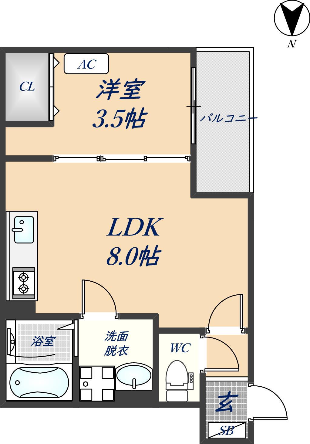 D PORTA TRAPA(1LDK/2階)の間取り写真