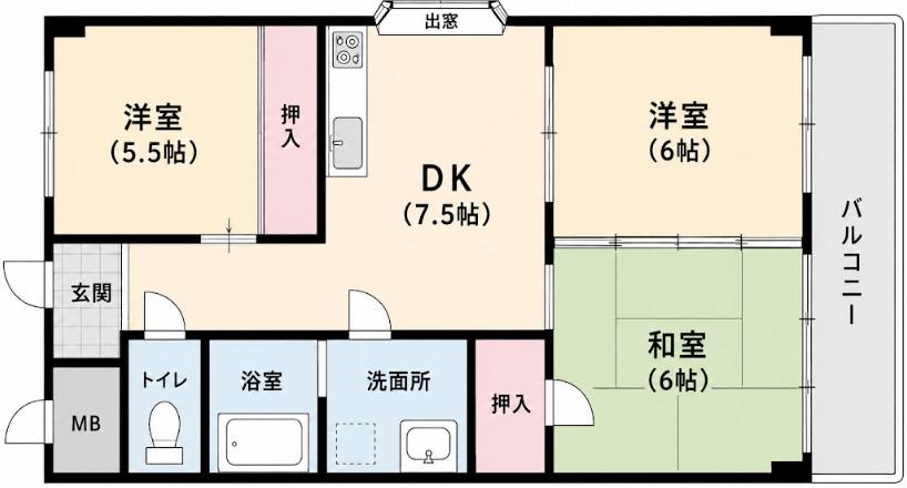 サンコーポ真(3DK/4階)の間取り写真