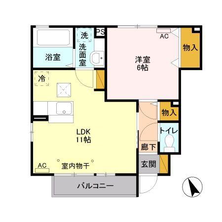 クレール・パレB(1LDK/1階)の間取り写真