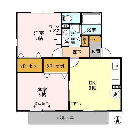 サンハイム II(2DK/2階)の間取り写真