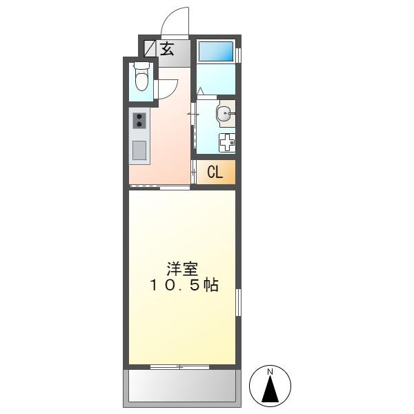 HIBINO RISE(1K/8階)の間取り写真