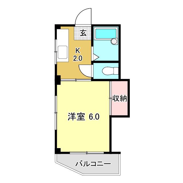 マンションタケシI(1K/2階)の間取り写真