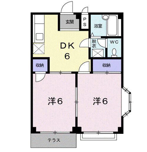 エルディム小雀B(2DK/1階)の間取り写真