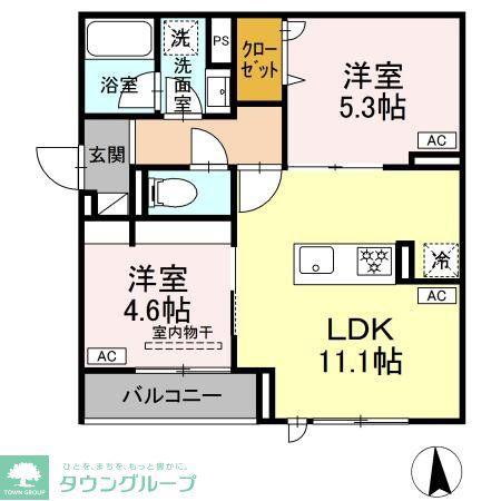 セレスティア荒川N(2LDK/2階)の間取り写真