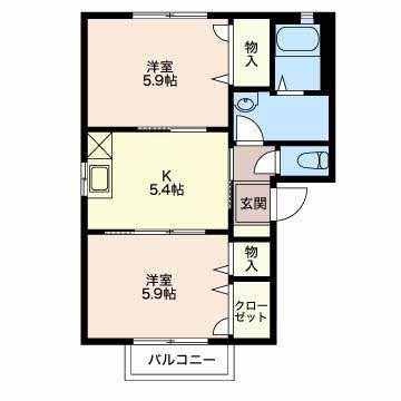 フォーレス(2K/2階)の間取り写真