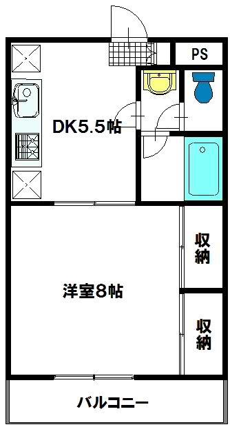 オーク・シオン(1DK/1階)の間取り写真
