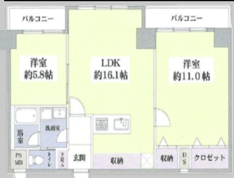 ドミール南青山(2LDK/4階)の間取り写真