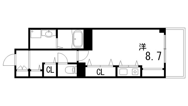 フレックス芦屋(ワンルーム/5階)の間取り写真