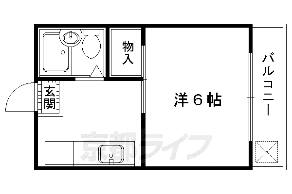 二軒茶屋マンション(1K/2階)の間取り写真