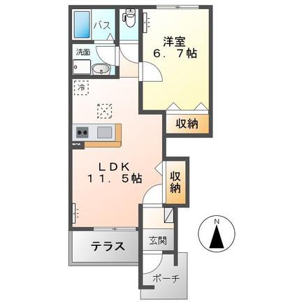 リトルシーバI(1LDK/1階)の間取り写真