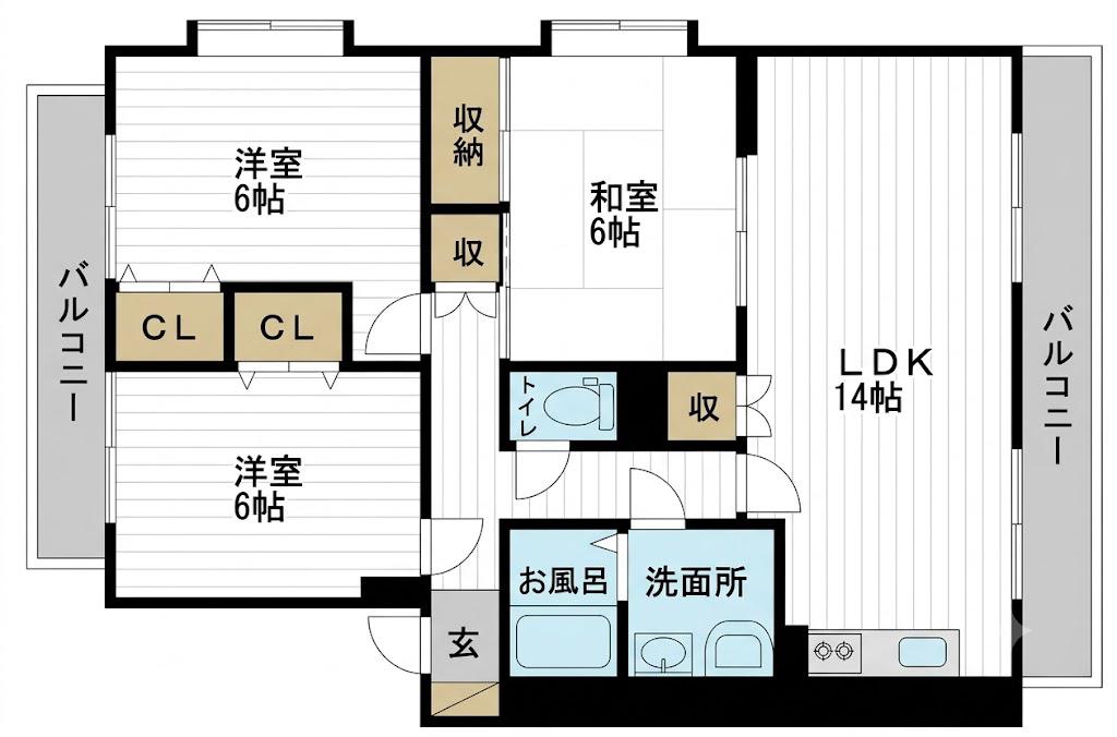 リーブロイヤル(3LDK/1階)の間取り写真