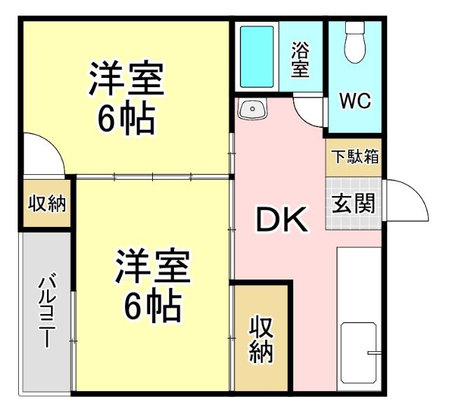 江頭ビル(2DK/3階)の間取り写真