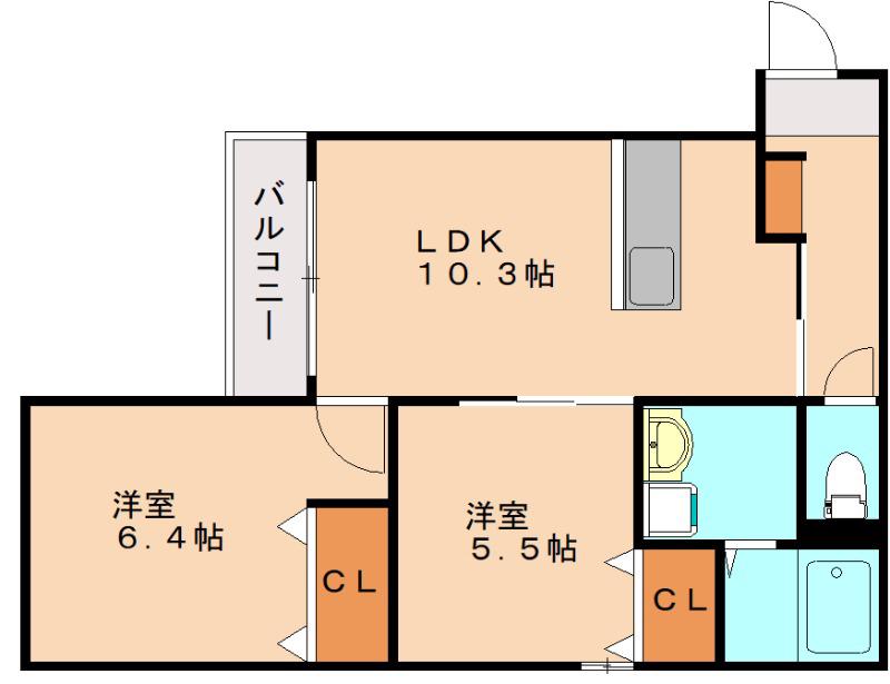 メゾンクレール次郎丸弐番館(2LDK/3階)の間取り写真