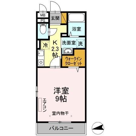 SUN HEIGHTS(1K/3階)の間取り写真