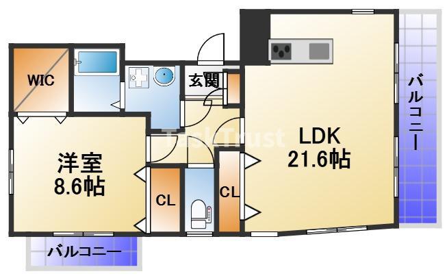 セブンオークス(1LDK/7階)の間取り写真