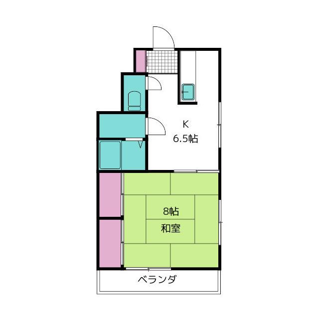 ヒルズロビン(1DK/2階)の間取り写真
