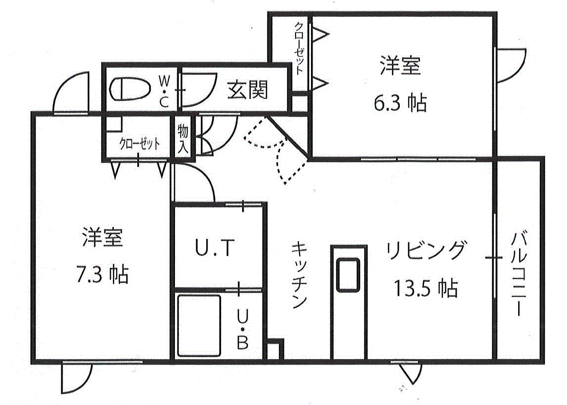 CUORE TK(2LDK/3階)の間取り写真