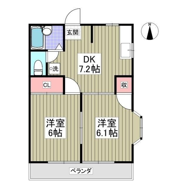 ピアザハイツIII(2DK/1階)の間取り写真